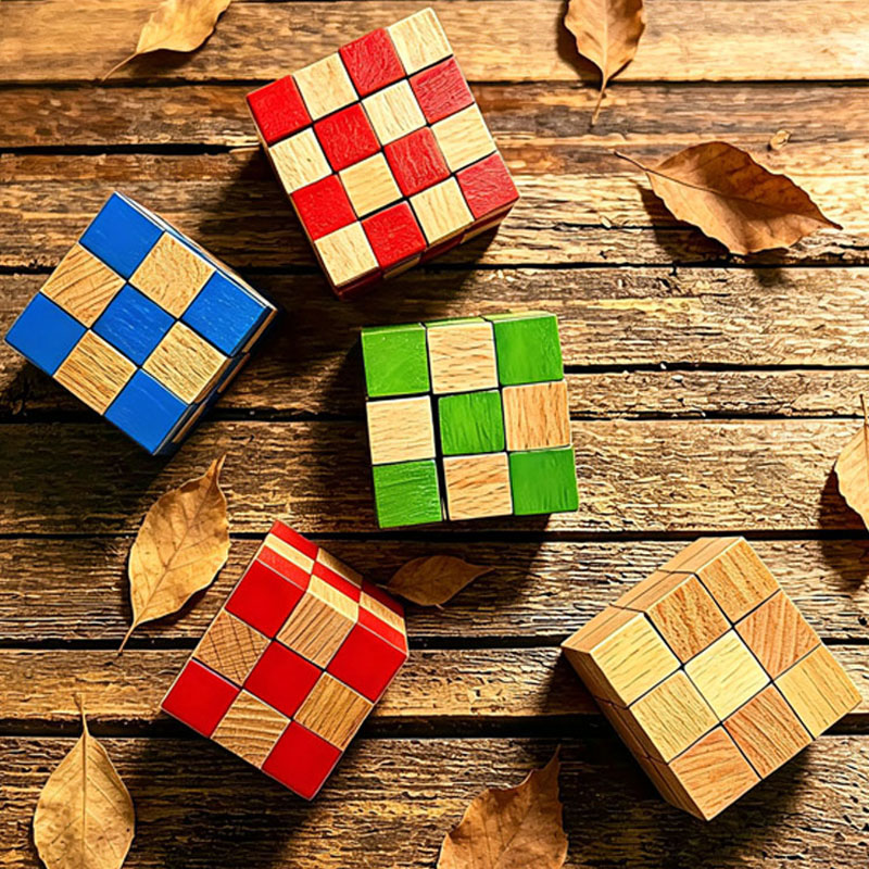 Wooden Puzzle Kids - Square Snake Cube Wooden Brain Teaser
